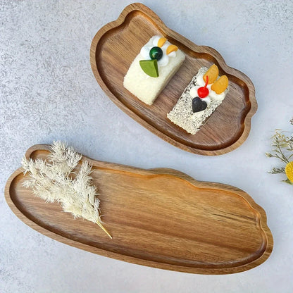 Japanese Wooden Tea Serving Tray – Solid Wood Tea, Coffee, Fruit & Dessert Serving Platter