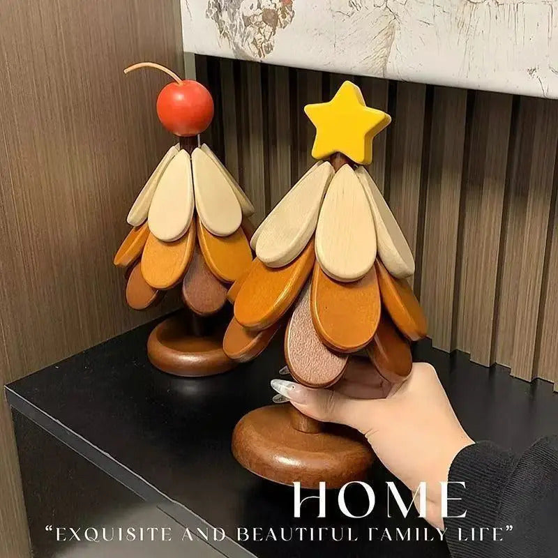 Wooden Christmas Tree Trivet Set – Heat Resistant Pot Holder, Kitchen Placemat & Decorative Coaster