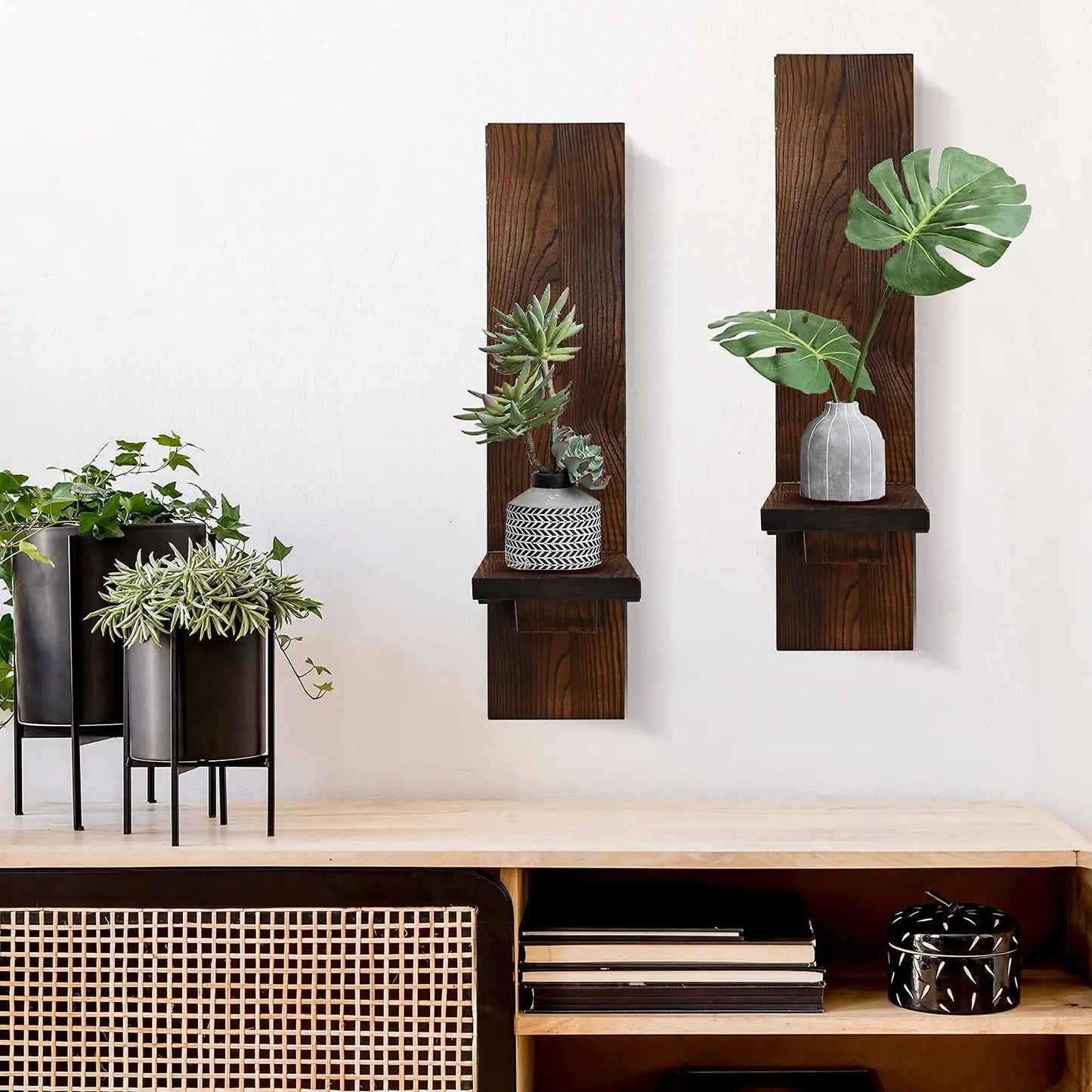 Wooden Wall Sconces for Bedroom, Hallway & Living Room | Rustic Wall Decor