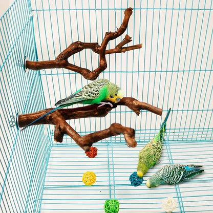 Natural Grapevine Wood Bird Perch – Parrot Stand, Chew Toy & Claw Grinding Accessory for Cockatiels, Parakeets & Small Birds