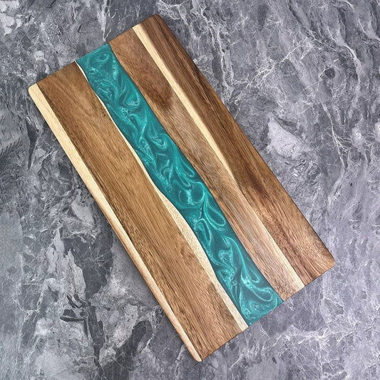Epoxy Resin River Charcuterie Board | Acacia Wood Serving Board - Decorative Resin River Cutting Board