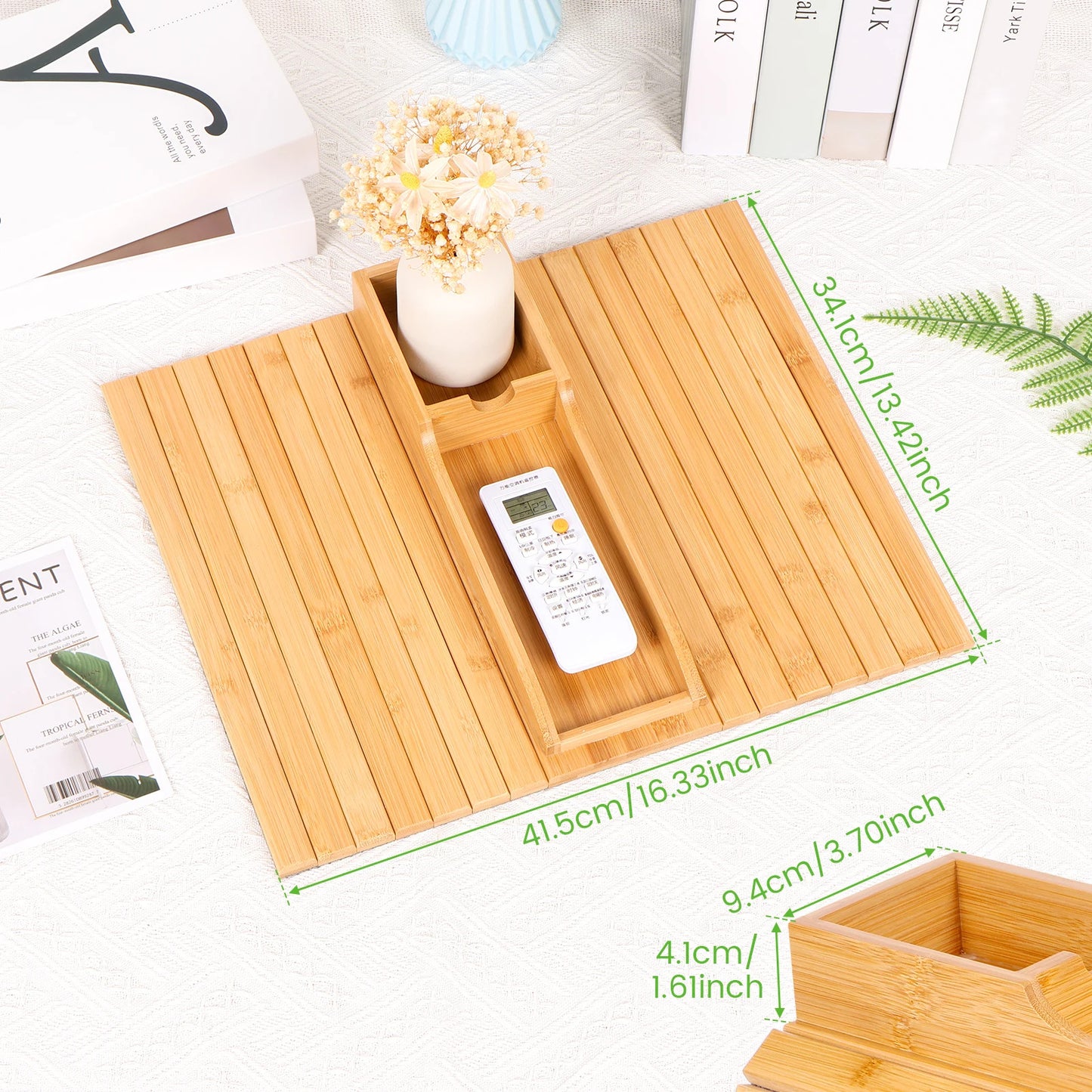 Couch Cup Holder | Bamboo Sofa Armrest Tray Anti-Slip Couch Arm Tray for Drinks & Snacks