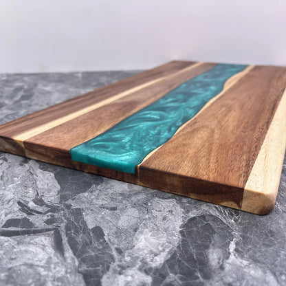 Epoxy Resin River Charcuterie Board | Acacia Wood Serving Board - Decorative Resin River Cutting Board