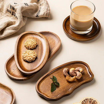 Artisan Wooden Serving Tray – Elegant Coffee, Tea & Fruit Serving Board