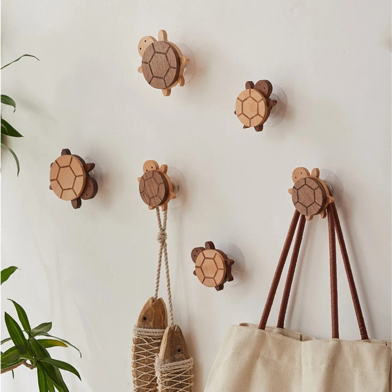 Premium Solid Wood Wall Hooks – Decorative Animal Coat & Kitchen Towel Hanger for Home Organization