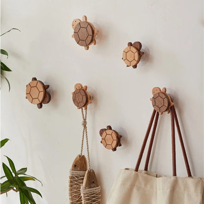 Premium Solid Wood Wall Hooks – Decorative Animal Coat & Kitchen Towel Hanger for Home Organization