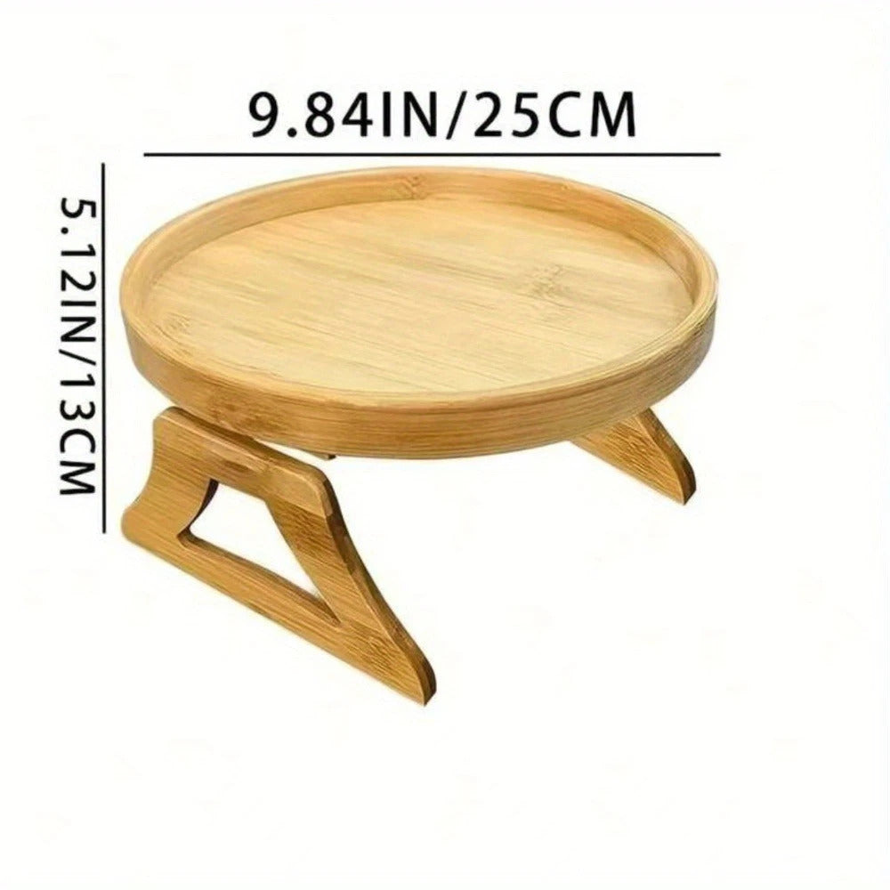 Wooden Sofa Armrest Tray | Clip-On Couch Arm Tray for Remote & Coffee