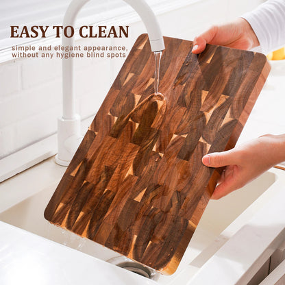 Acacia Wood Serving & Chopping Board - 15-Inch End Grain Acacia Wood Cutting Board