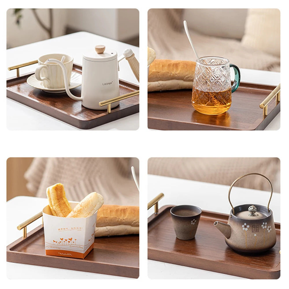 Wooden Serving Tray with Handles | Bamboo Tea & Food Tray