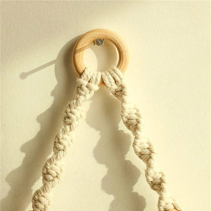 Macrame Hanging Shelf | Boho Wooden Floating Wall Shelf