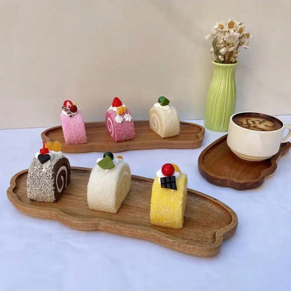Japanese Wooden Tea Serving Tray – Solid Wood Tea, Coffee, Fruit & Dessert Serving Platter