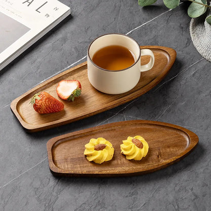 Artisan Wooden Serving Tray – Elegant Coffee, Tea & Fruit Serving Board