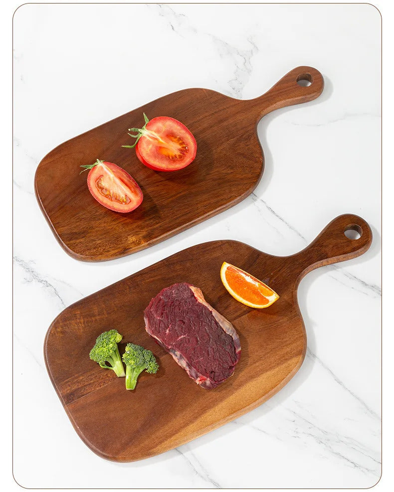 Acacia Wood Cutting Board with Handle | Serving Tray