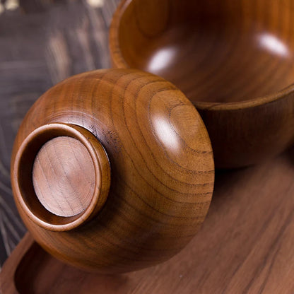Premium Japanese Jujube Wood Bowl – Wooden Rice, Salad & Noodle Serving Bowl
