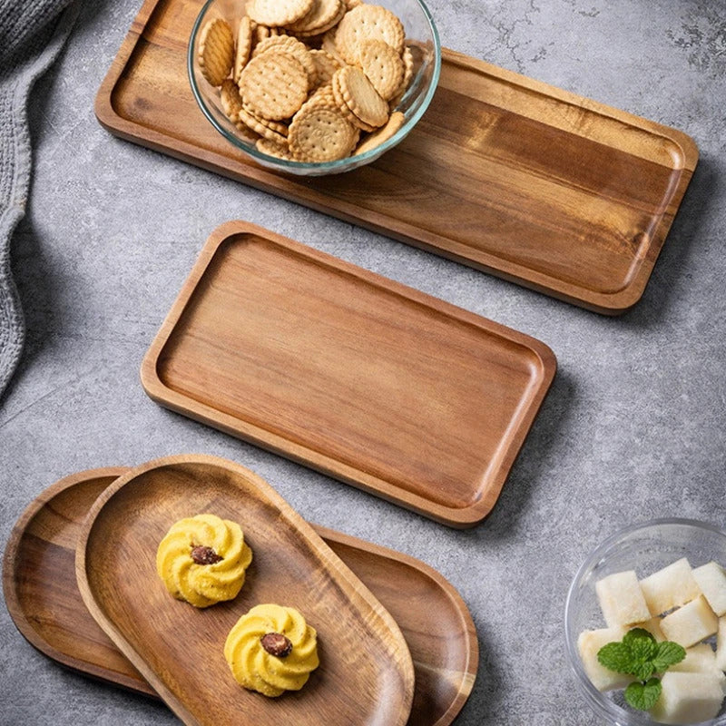 Artisan Wooden Serving Tray – Elegant Coffee, Tea & Fruit Serving Board