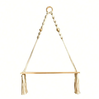 Macrame Hanging Shelf | Boho Wooden Floating Wall Shelf