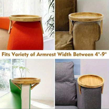 Wooden Sofa Armrest Tray | Clip-On Couch Arm Tray for Remote & Coffee