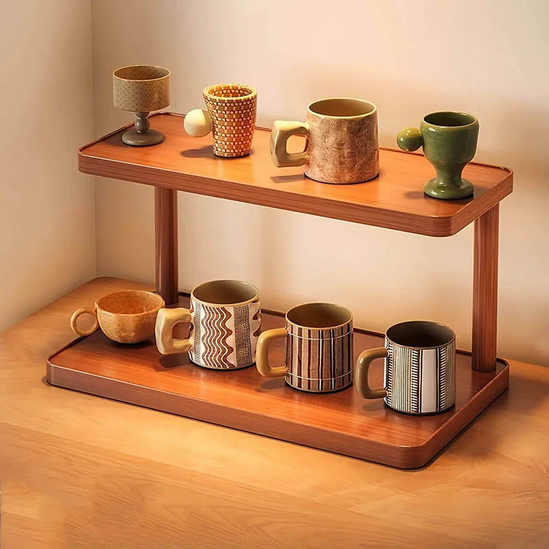 Wooden Kitchen Storage Rack – Multi-Tier Countertop Organizer for Tea, Coffee & Home Essentials