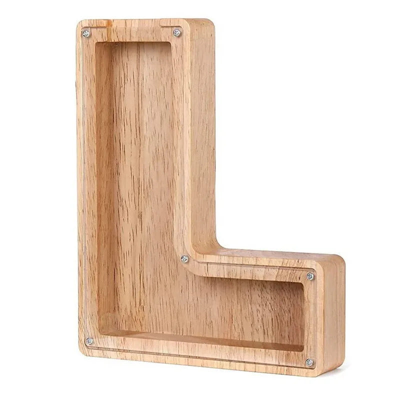Personalized Wooden Alphabet Piggy Bank – Letter Coin Saving Box for Kids & Home Decor
