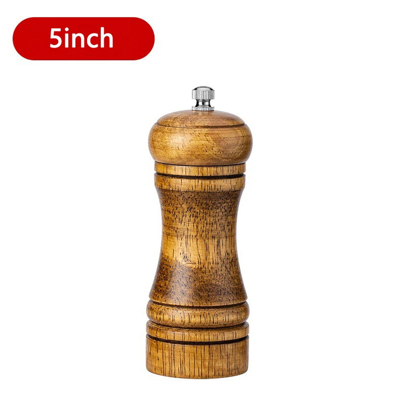 Wooden Salt & Pepper Mill Set (5/8/10 Inch) – Adjustable Ceramic Core Spice Grinder
