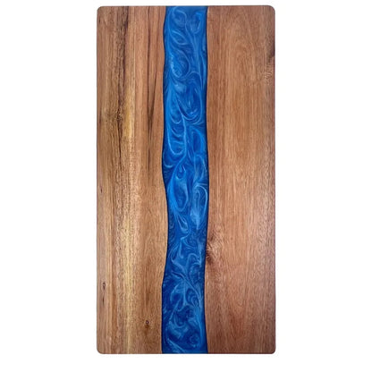 Epoxy Resin River Charcuterie Board | Acacia Wood Serving Board - Decorative Resin River Cutting Board