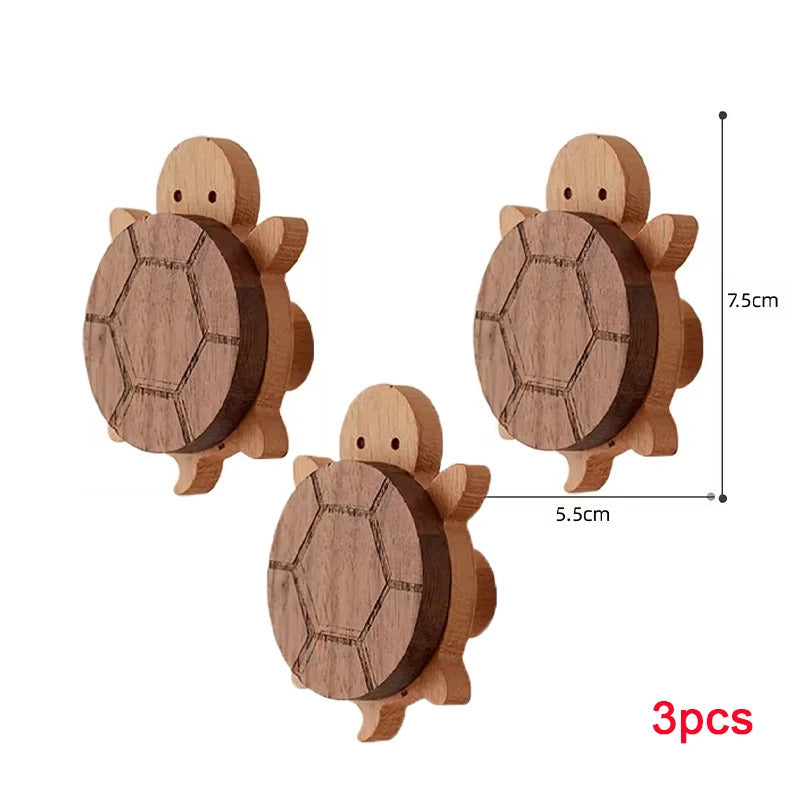 Premium Solid Wood Wall Hooks – Decorative Animal Coat & Kitchen Towel Hanger for Home Organization