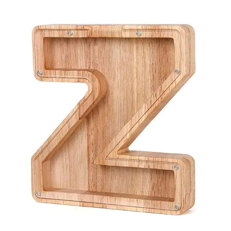 Personalized Wooden Alphabet Piggy Bank – Letter Coin Saving Box for Kids & Home Decor