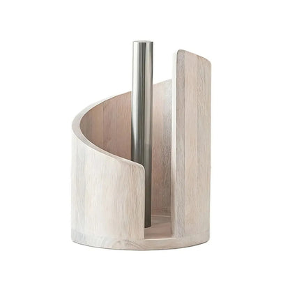 Wooden Paper Towel Holder – Freestanding Countertop Kitchen Roll Stand with Storage Base