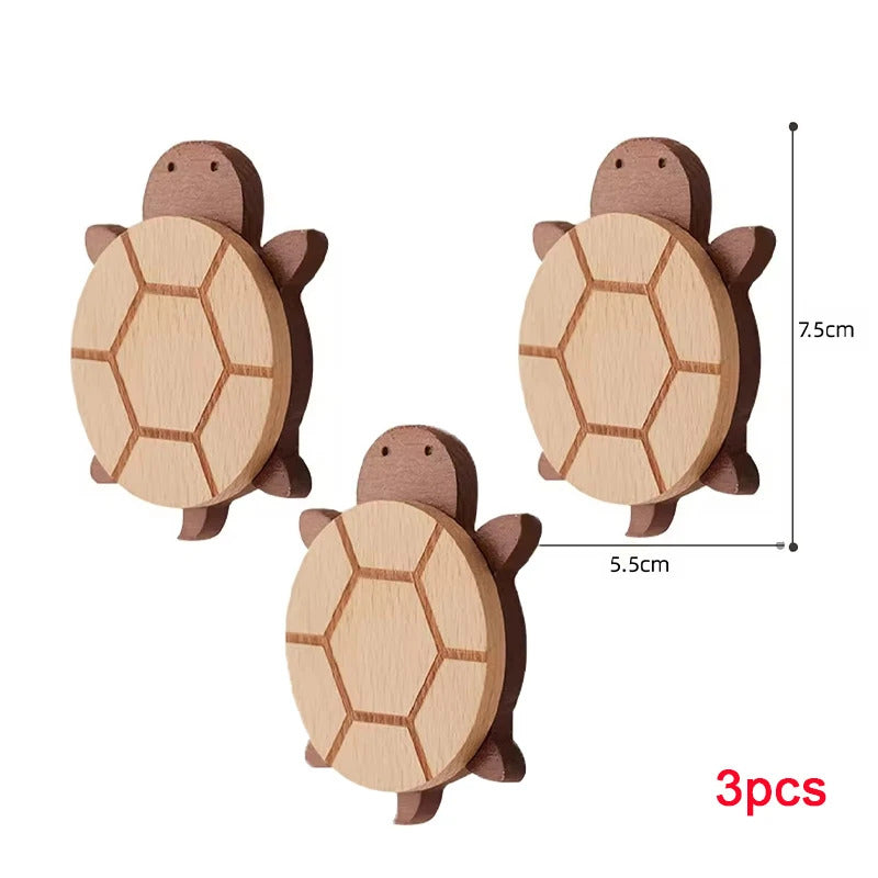 Premium Solid Wood Wall Hooks – Decorative Animal Coat & Kitchen Towel Hanger for Home Organization