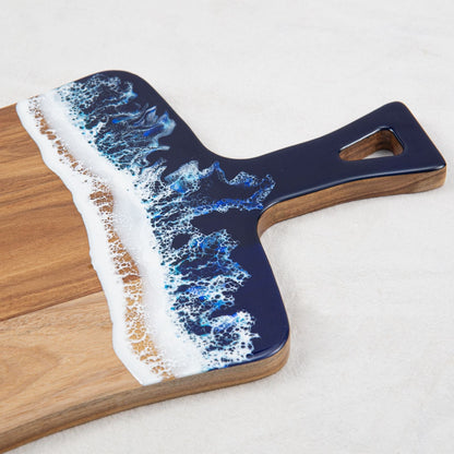 Close-up of handle with ocean resin art design