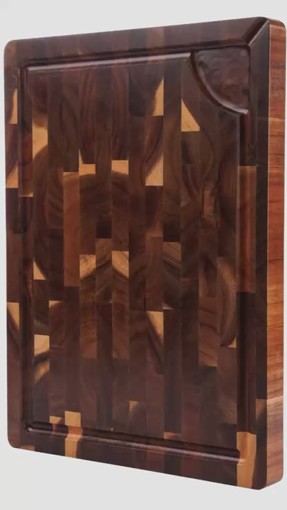 Large Acacia Wood Cutting Board – 15 Inch Thick Kitchen Chopping & Serving Board