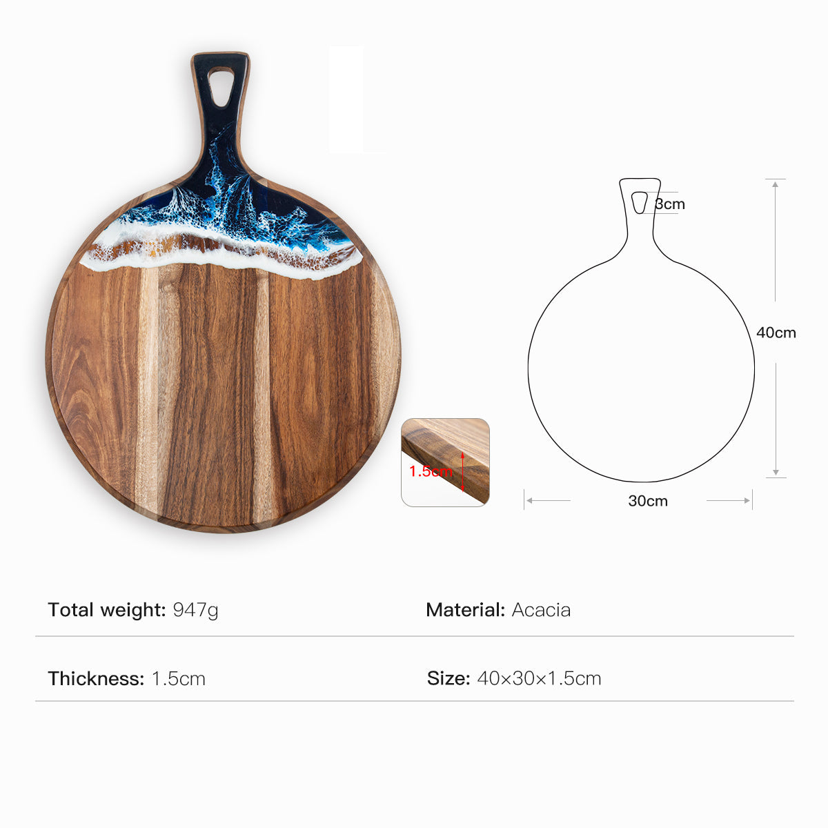 Round board used for serving food at a dinner setup