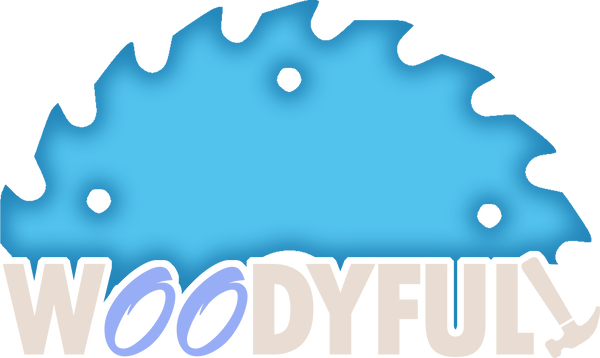 Blue splash with 'WOODYFUL!' text on a white background